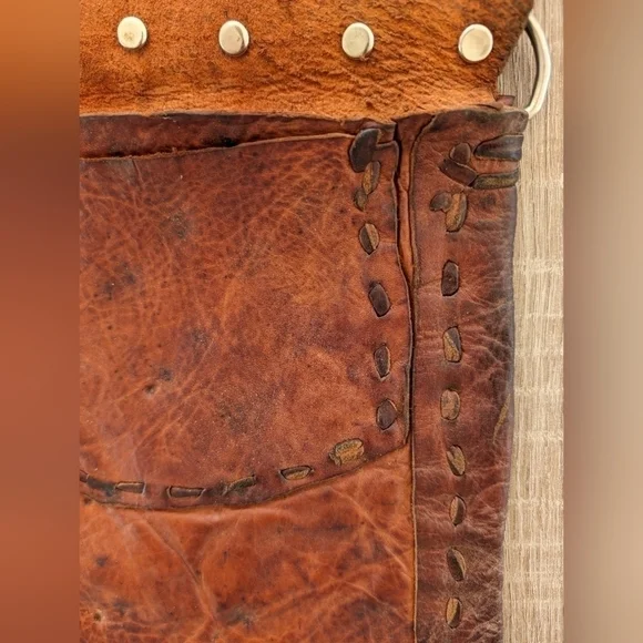 Vintage Collectible 1800s Moroccan Berber Leather Water Seller Bag Purse W Coins - Picture 12 of 13